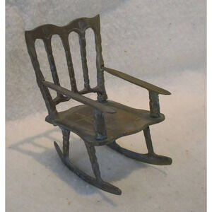 Miniature Brass Rocking Chair, midcentury, Doll house furniture, India brass,